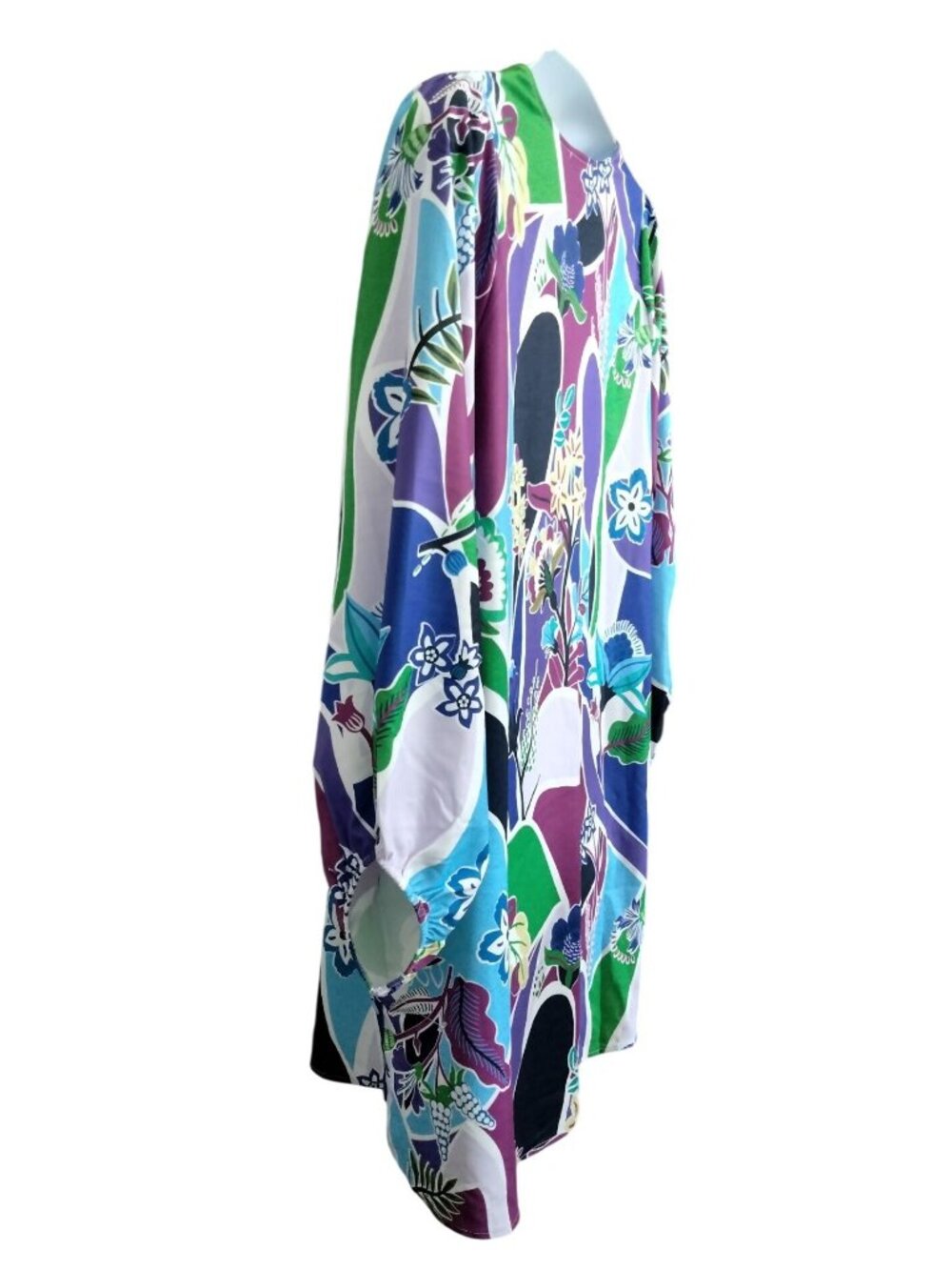 Cotton Bleu Plus Size 1X Dress Tunic Multicolor Floral Print Long Sleeve Pockets - Picture 4 of 8